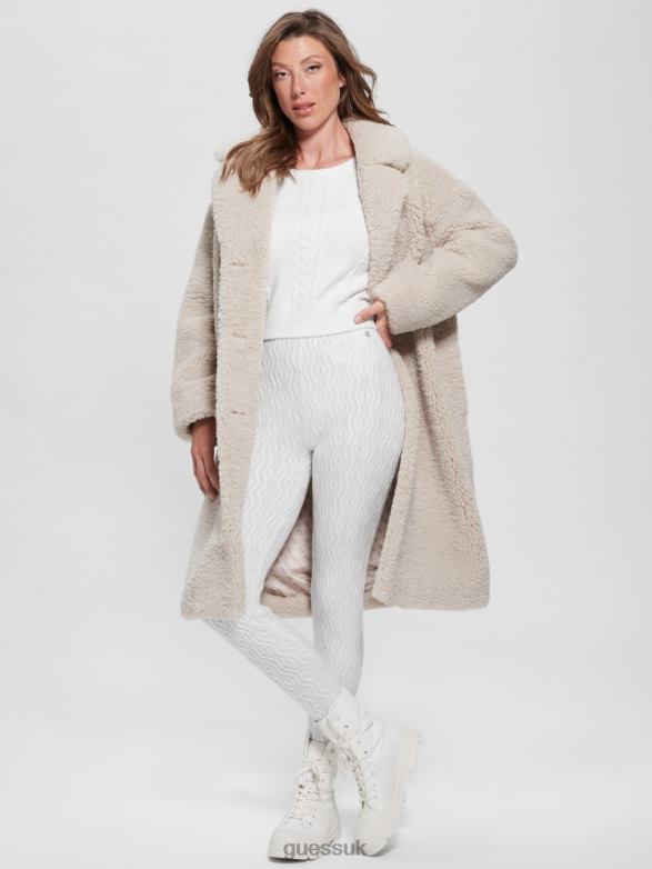 GUESS Women Teresa Mixed Cable-Knit Sweater Dove White Apparel V28V61563