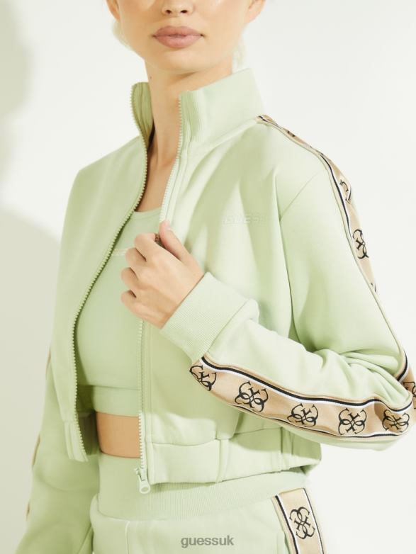 GUESS Women Eco Britney Cropped Sweatshirt Cold Dew Apparel V28V61957