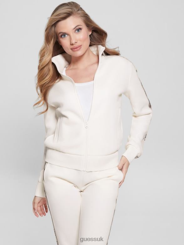 GUESS Women Eco Britney Full-Zip Sweatshirt Ocean Salt Apparel V28V61816