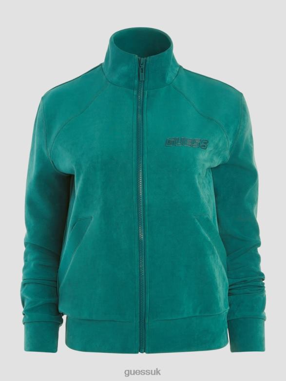 GUESS Women Euphemia Full-Zip Sweatshirt Scarab Blue Apparel V28V61919