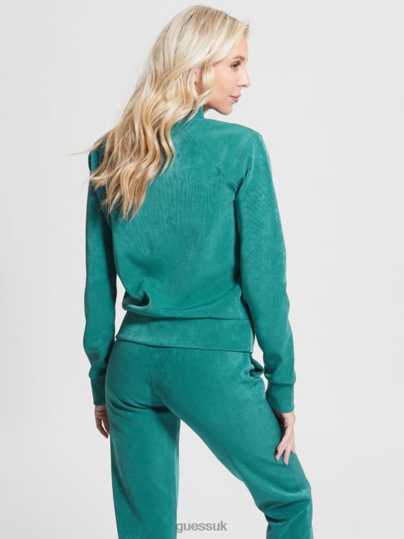 GUESS Women Euphemia Full-Zip Sweatshirt Scarab Blue Apparel V28V61919
