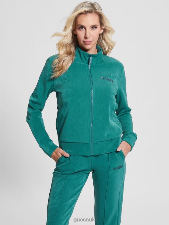 GUESS Women Euphemia Full-Zip Sweatshirt Scarab Blue Apparel V28V61919
