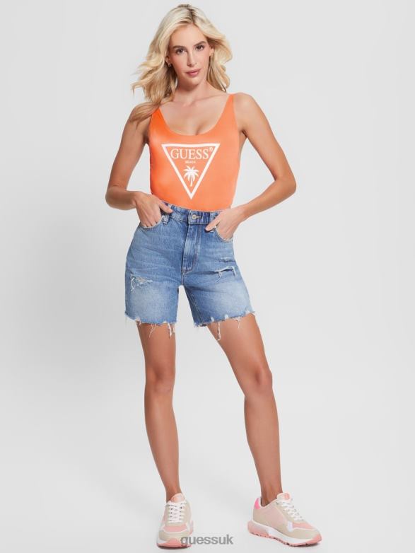 GUESS Women Eco Logo Bodysuit Groovy Orange Apparel V28V62576