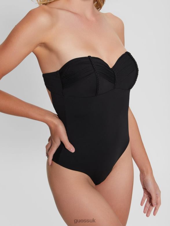 GUESS Women Sweetheart Padded One-Piece Swimsuit Black Apparel V28V62545