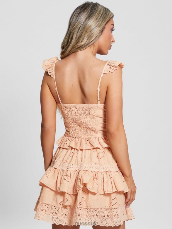 GUESS Women Arielle Eyelet Top Peach Creme Apparel V28V61009