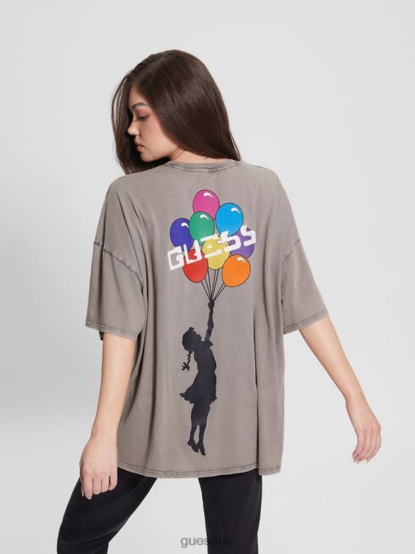 GUESS Women Balloon Girl Graphic Tee Starry Ice Multi Apparel V28V61190
