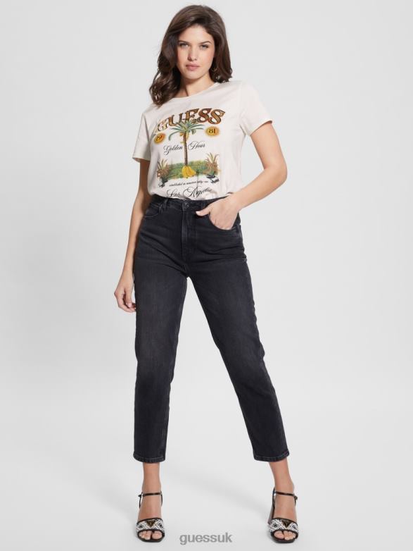 GUESS Women Banana Tree Easy Tee White Glam Apparel V28V61133