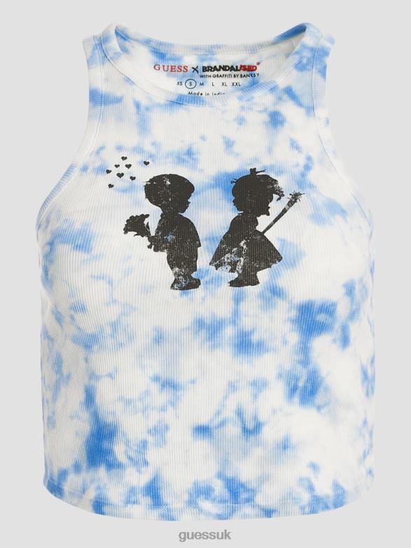 GUESS Women Boy and Girl Graphic Tank Top Morning Glory Multi Apparel V28V61341