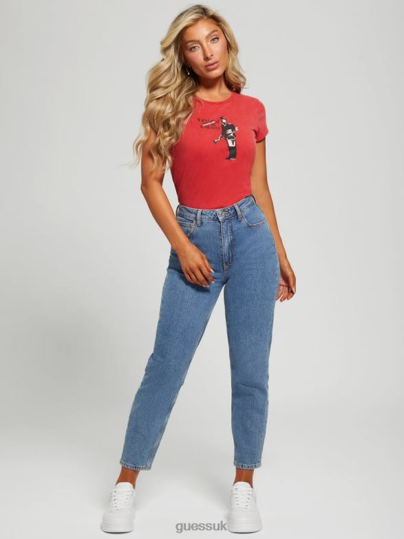 GUESS Women Canceled Dreams Tee Sultry Red Apparel V28V61293
