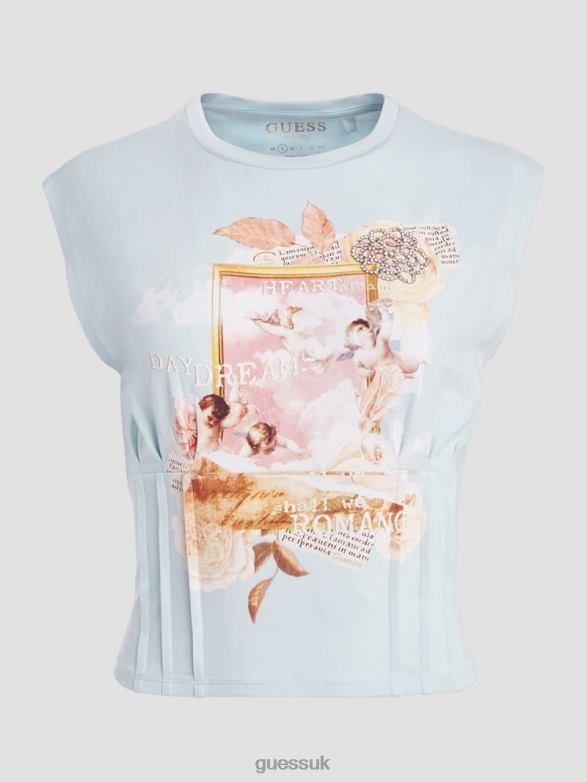 GUESS Women Daydreams Corset Tee Helium Apparel V28V61221