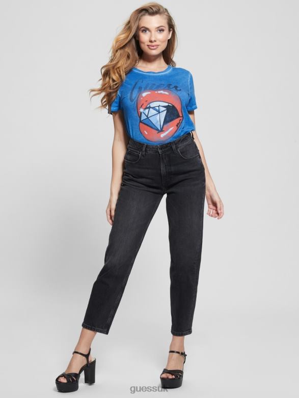 GUESS Women Diamond Lip Graphic Tee Blueblood Multi Apparel V28V61182