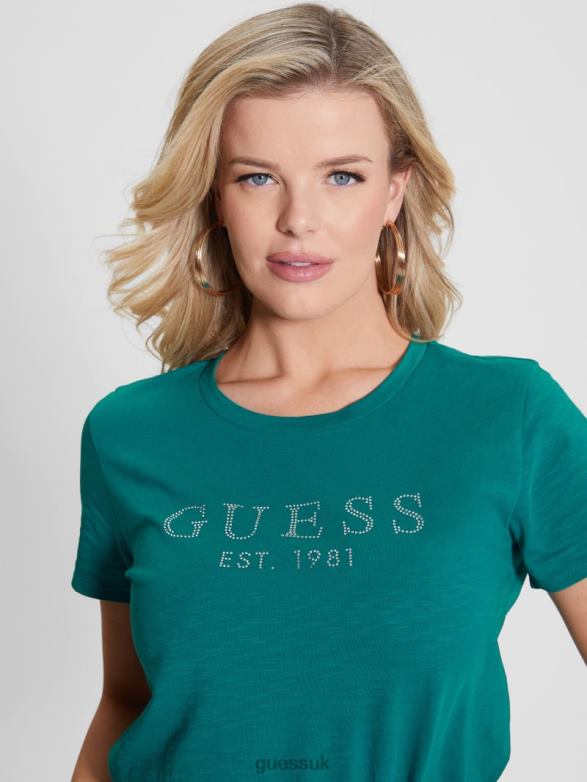 GUESS Women Eco 1981 Crystal Logo Tee Capri Lake Apparel V28V61212