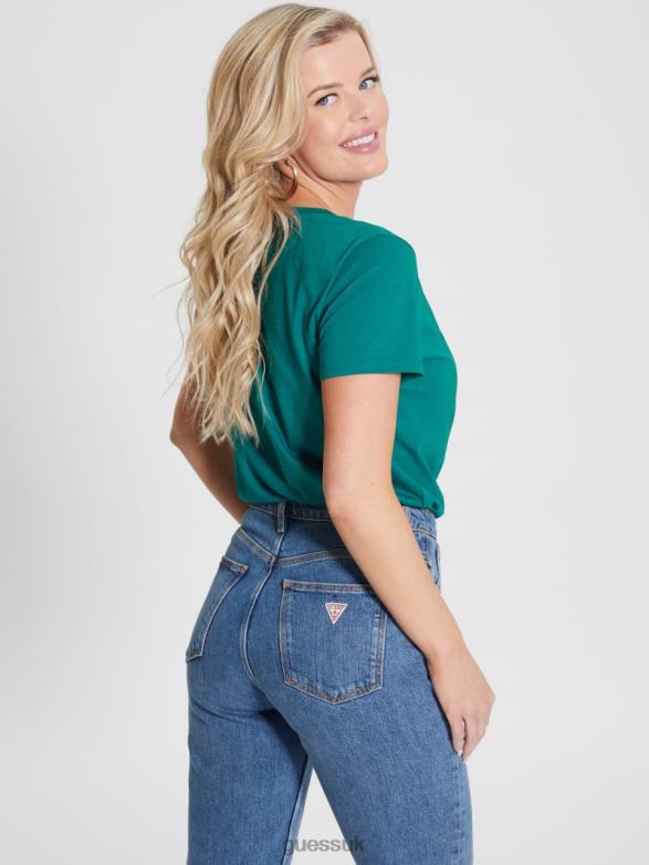 GUESS Women Eco 1981 Crystal Logo Tee Capri Lake Apparel V28V61212