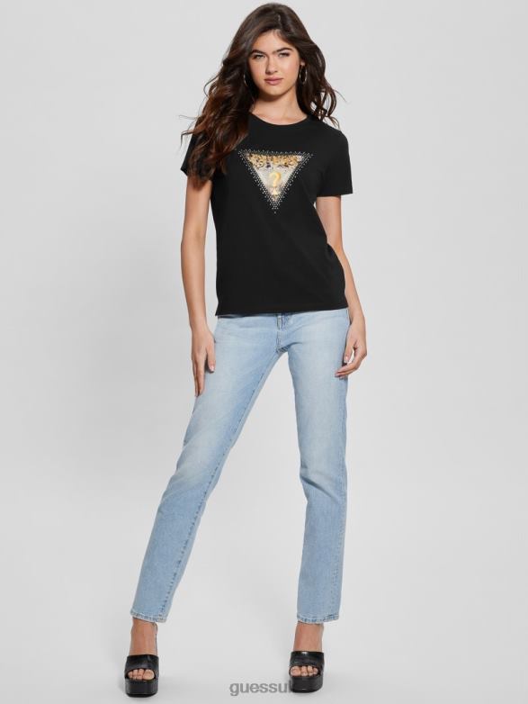 GUESS Women Eco Animal Triangle Tee Black Apparel V28V61129