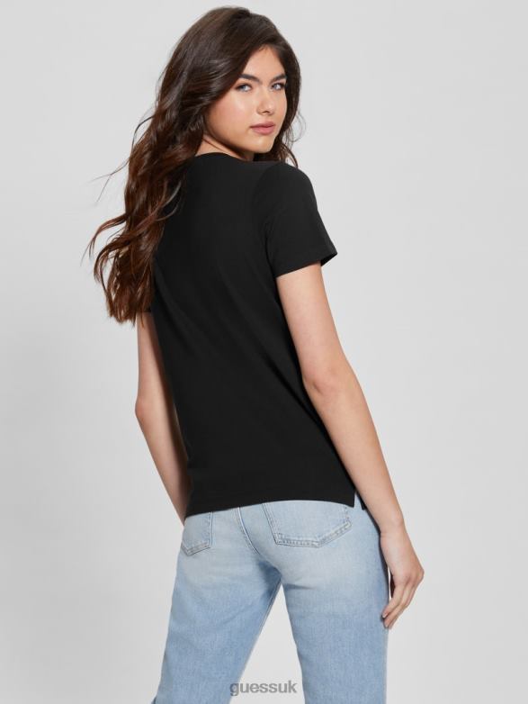 GUESS Women Eco Animal Triangle Tee Black Apparel V28V61129