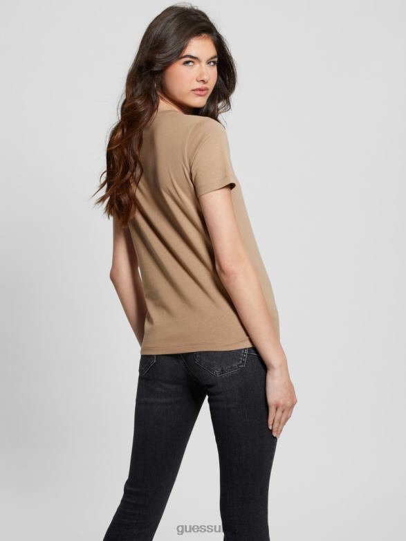 GUESS Women Eco Animal Triangle Tee Wet Sand Apparel V28V61056