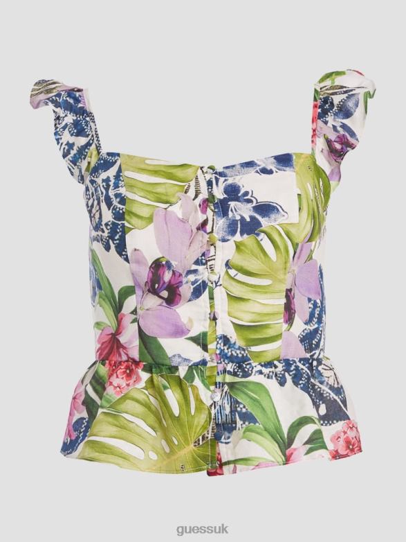 GUESS Women Eco Carine Peplum Top Island Fancy Apparel V28V61333
