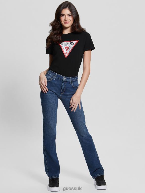 GUESS Women Eco Classic Logo Tee Jet Black Apparel V28V61579