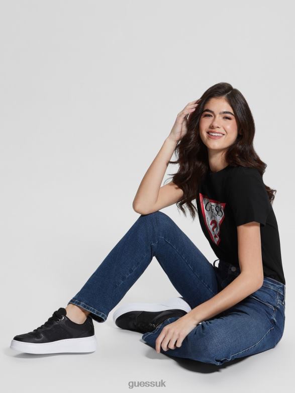 GUESS Women Eco Classic Logo Tee Jet Black Apparel V28V61579