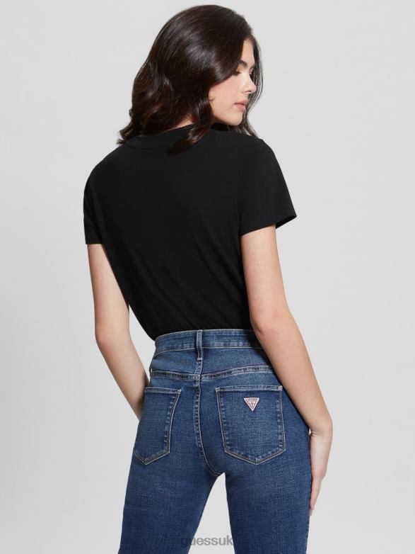 GUESS Women Eco Classic Logo Tee Jet Black Apparel V28V61579