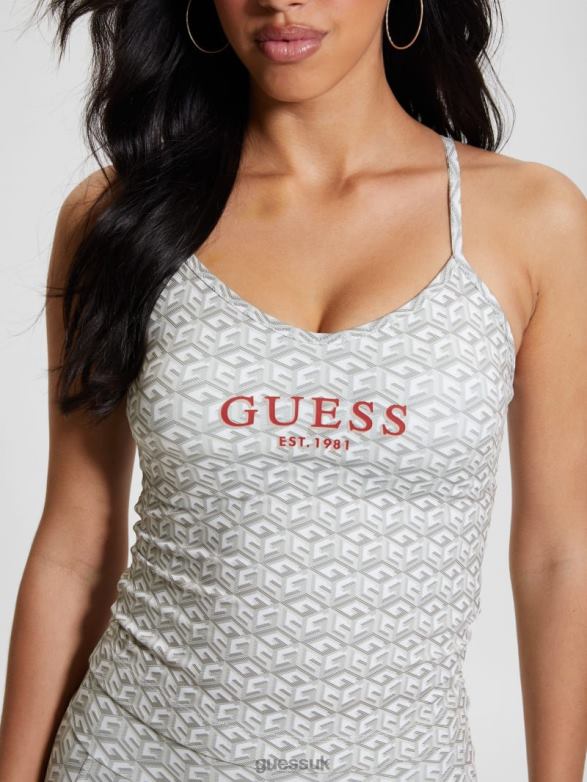 GUESS Women Eco G-Cube Active Tank Stripe G-Cube Small Gray Apparel V28V61006