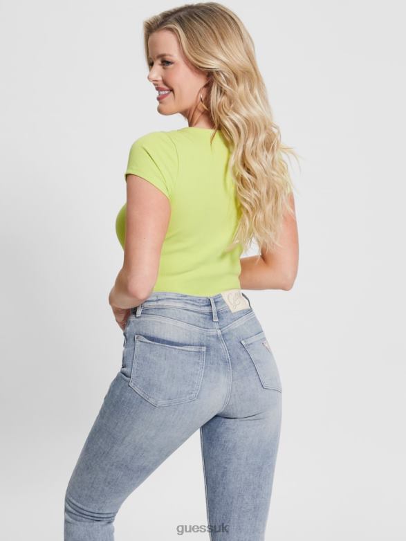 GUESS Women Eco Karlee Henley Tee Dusty Kiwi Apparel V28V61140
