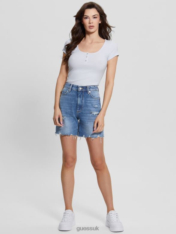 GUESS Women Eco Karlee Henley Tee Fresh Air Apparel V28V61465