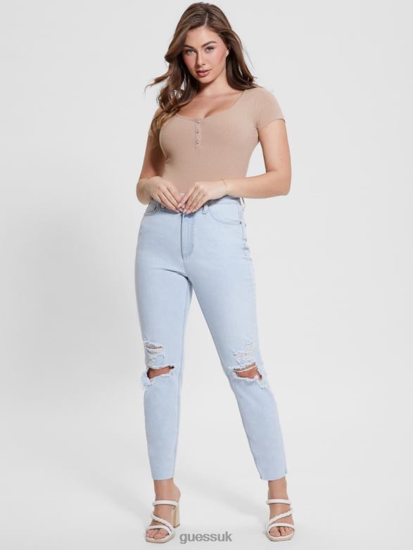 GUESS Women Eco Karlee Henley Tee Light Rum Apparel V28V61449