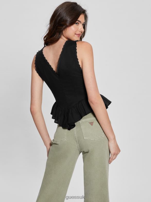 GUESS Women Eco Mackenzie Top Black Apparel V28V61010