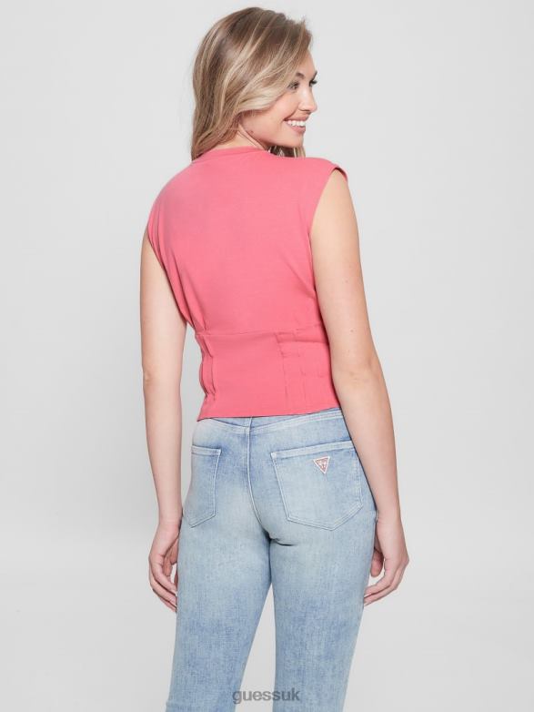 GUESS Women Eco Mademoiselle Corset Tee Drift Pink Apparel V28V61296