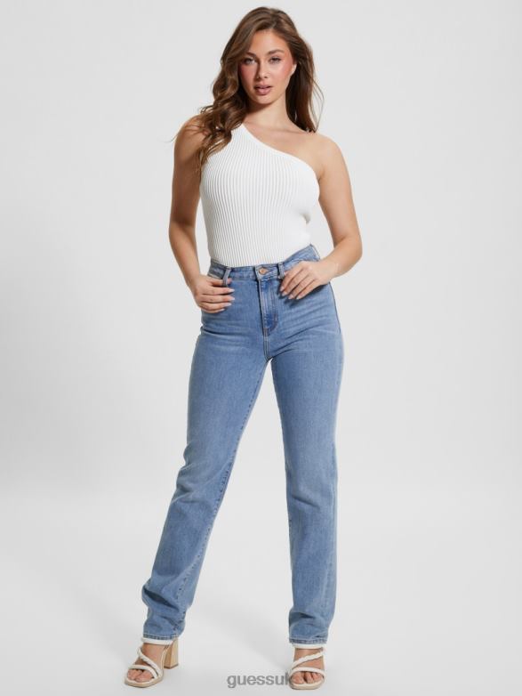 GUESS Women Eco Mel Ottoman Bodysuit Dove White Apparel V28V61019