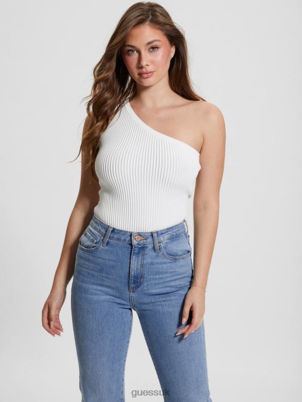 GUESS Women Eco Mel Ottoman Bodysuit Dove White Apparel V28V61019