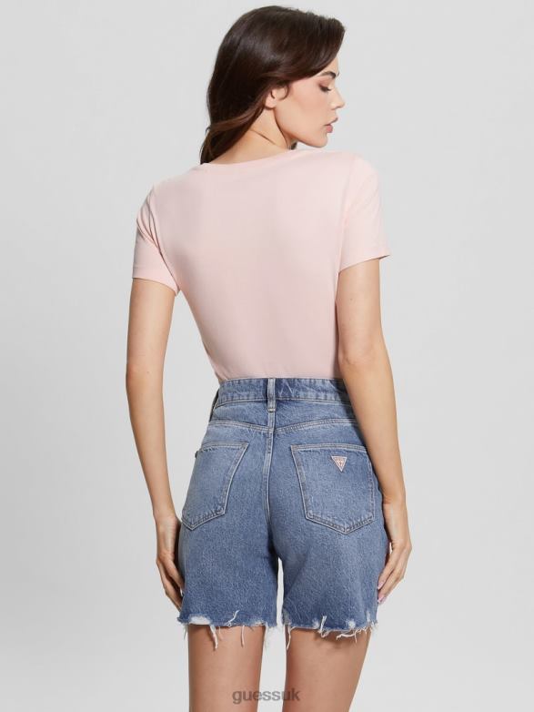 GUESS Women Eco Shaded Logo Tee Calm Pink Apparel V28V61459