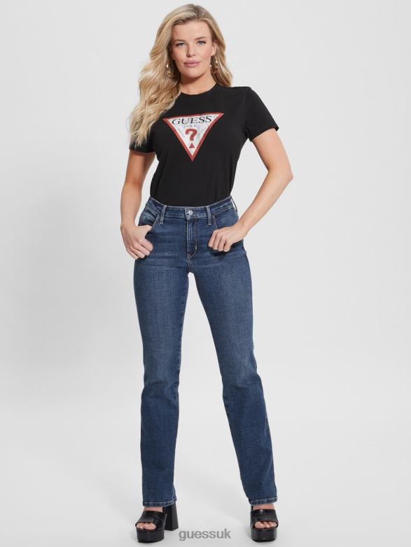GUESS Women Eco Triangle Logo Tee Black Apparel V28V61537