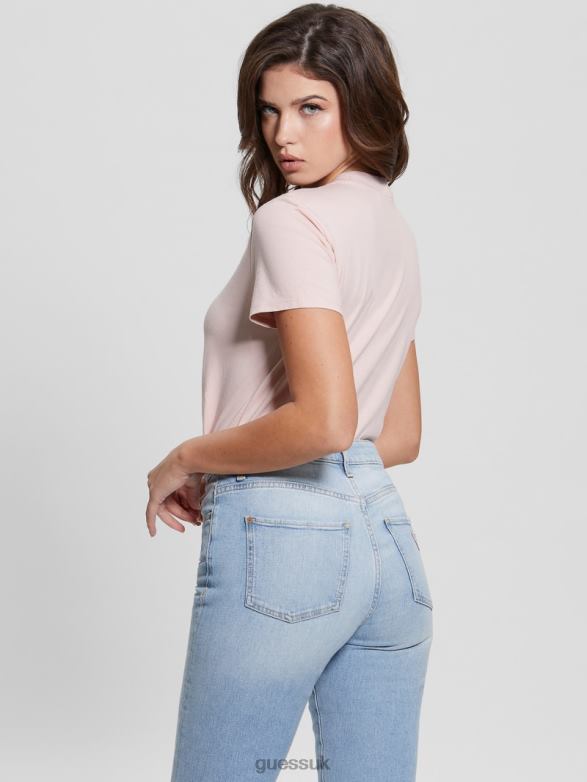 GUESS Women Eco Triangle Logo Tee Calm Pink Apparel V28V61422