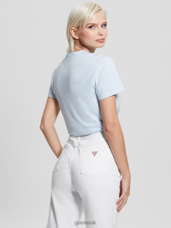 GUESS Women Eco Triangle Logo Tee Helium Apparel V28V61594