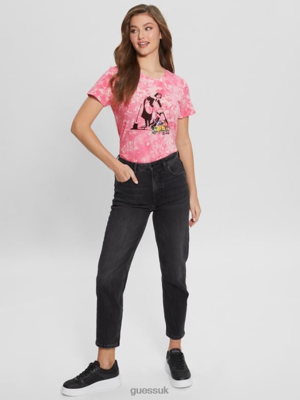 GUESS Women Flower Girl Graphic Tee Morning Pink Multi Apparel V28V61171