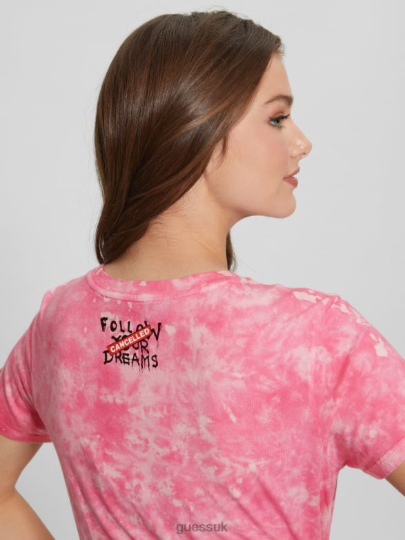 GUESS Women Flower Girl Graphic Tee Morning Pink Multi Apparel V28V61171