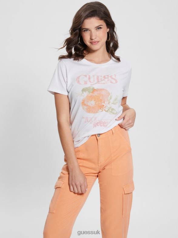GUESS Women Fruit Easy Tee Pure White Apparel V28V6951