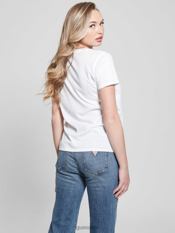 GUESS Women Girl Easy Graphic Tee Pure White Apparel V28V61102