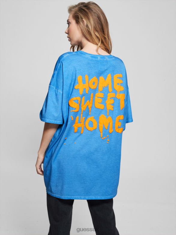 GUESS Women Home Sweet Home Lounge Tee Morning Glory Multi Apparel V28V61034