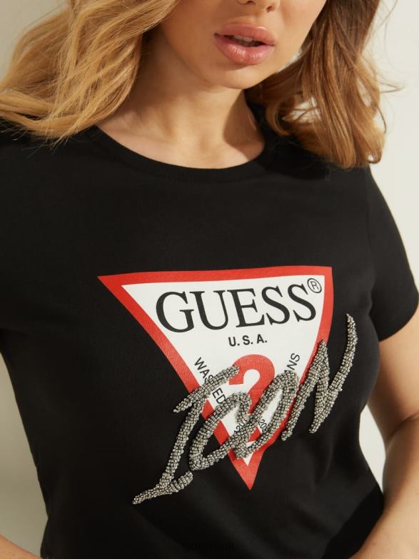 GUESS Women Icon Tee Black Apparel V28V61723