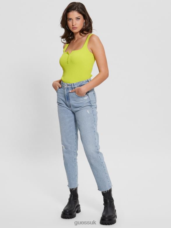 GUESS Women Kaylee Hook & Eye Bodysuit Acid Bite Apparel V28V61067