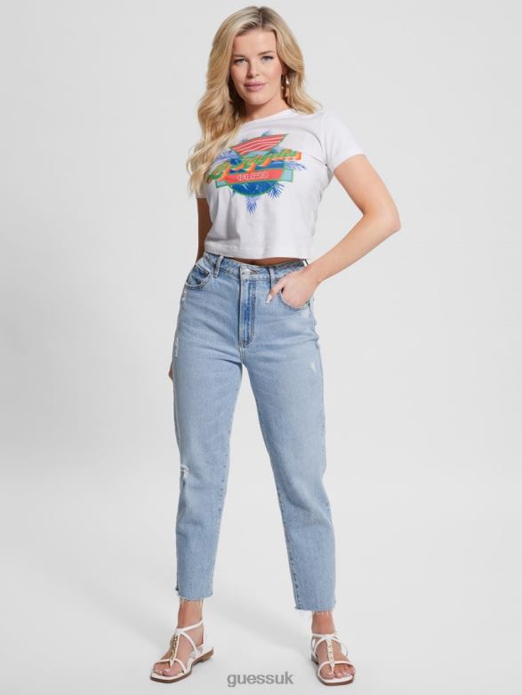 GUESS Women L.A. 1981 Crewneck Tee Pure White Apparel V28V61070