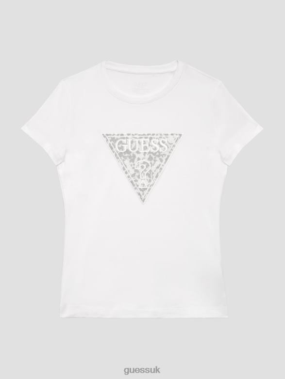 GUESS Women Lidia Logo Tee Pure White Apparel V28V61235