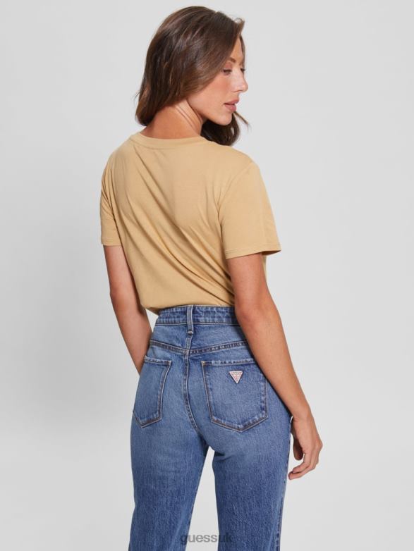 GUESS Women Logo Tiger Tee Sahara Sand Apparel V28V61693