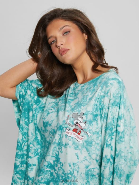 GUESS Women Martini Mouse Oversized Tee Carribean Water Multi Apparel V28V61074