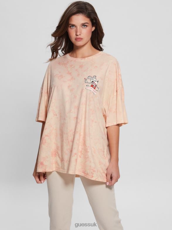 GUESS Women Martini Mouse Oversized Tee Hello Peach Multi Apparel V28V61173