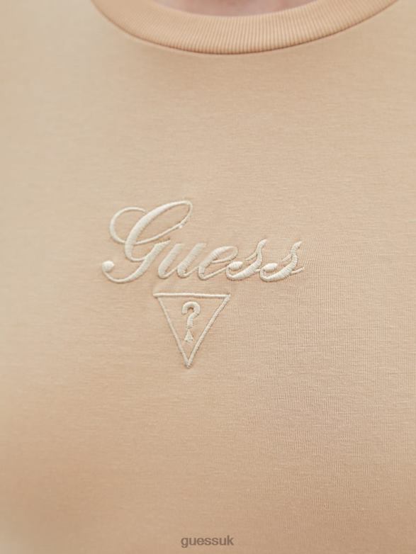 GUESS Women Originals Logo Baby Tee Cameo Beige Apparel V28V61378