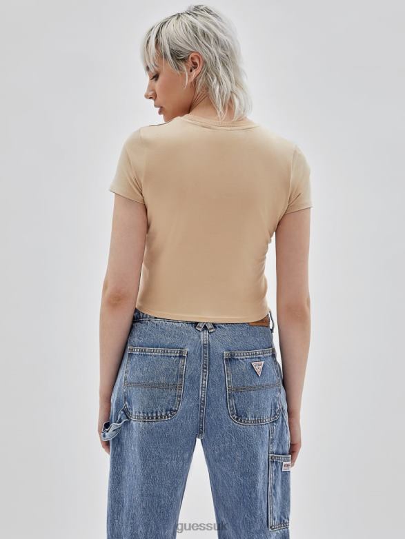 GUESS Women Originals Logo Baby Tee Cameo Beige Apparel V28V61378